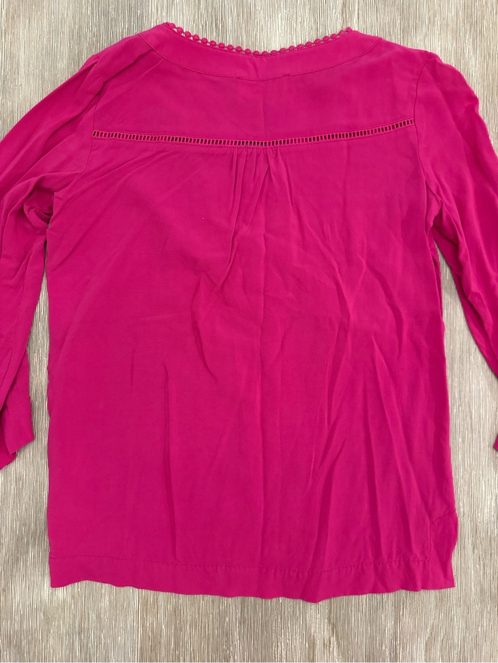Pappagallo Magenta Crochet Trim V-Neck Tunic Top Pom-pom resortwear - small - Picture 5 of 5